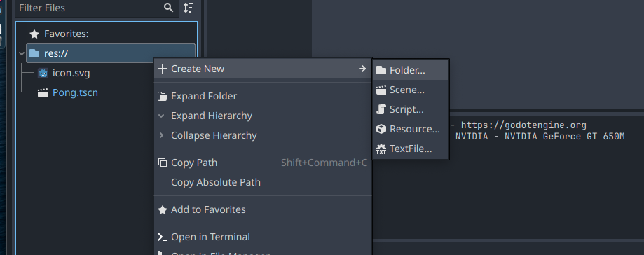 Godot Editor - Create a src subdirectory
